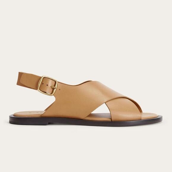 Everlane City Crossover Sandals Taupe Leather Buckle Flat Slide 8 NEW w/o Box - Picture 3 of 8